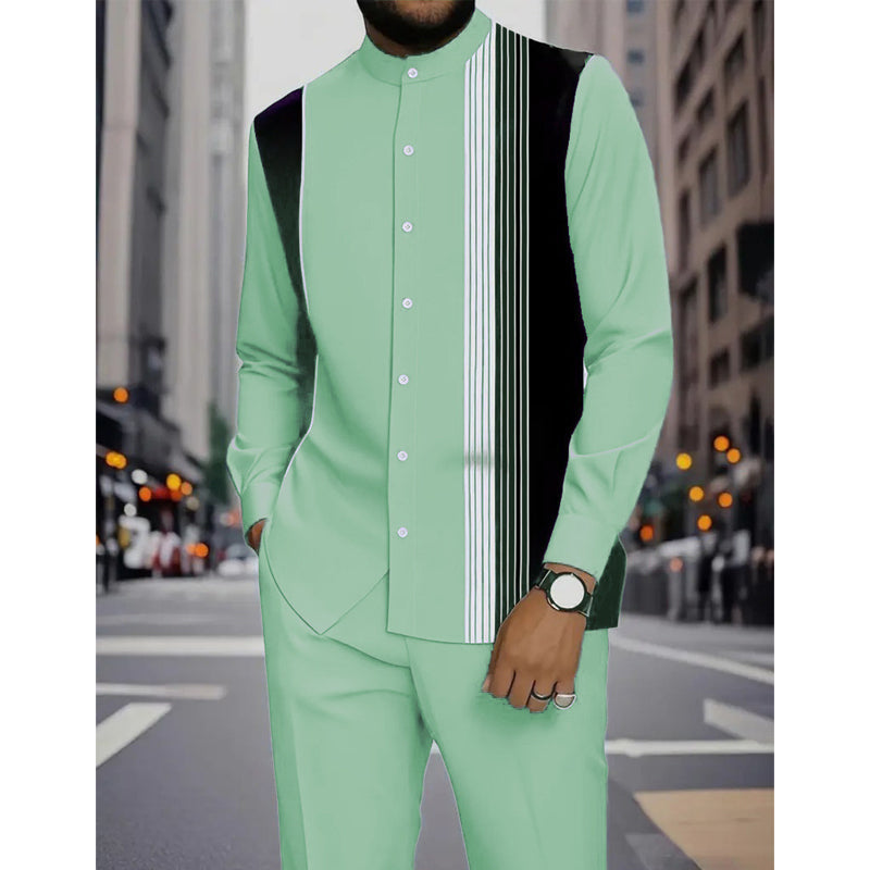Men's Striped Shirt & Trousers Set