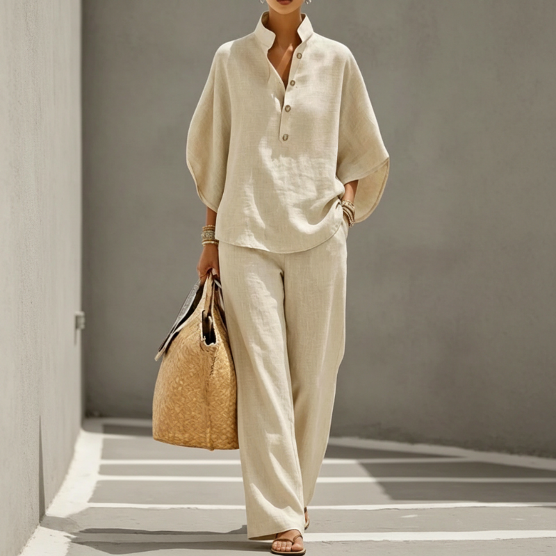 Victoria Stand Collar Wide-Leg Co-ord Set