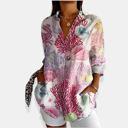 LYSSA™ | Kwiatowa bluzka z guzikami
