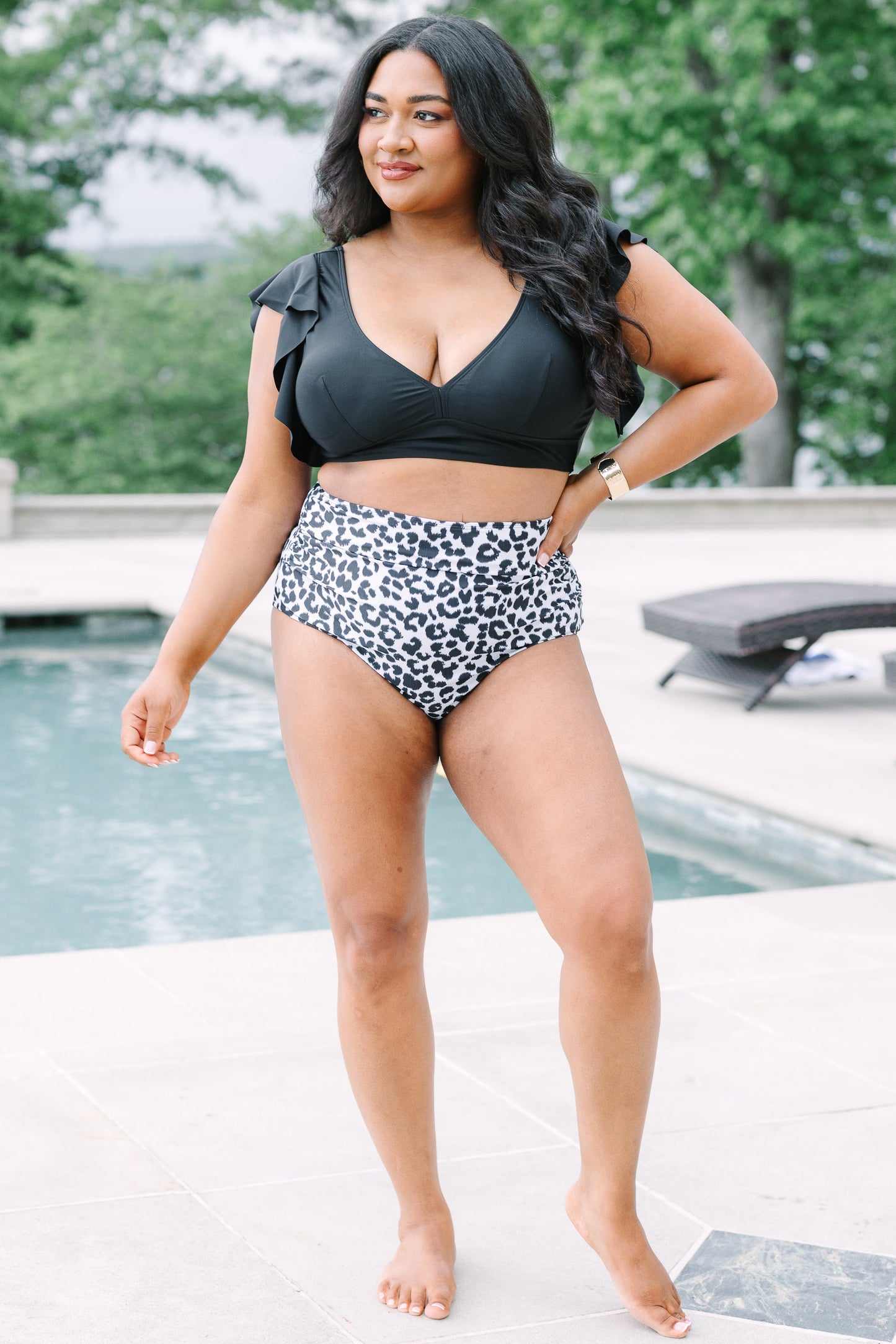 Waiting For You Swim Top, Black